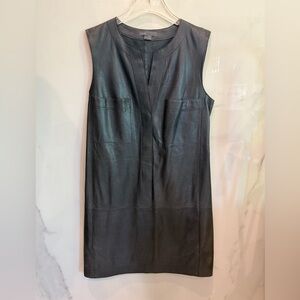 Sleeveless black leather Vince dress